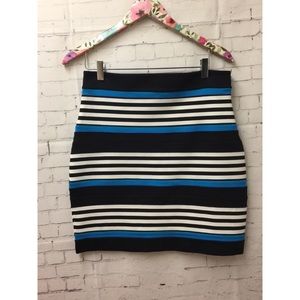 Express Striped Black Blue White Skirt